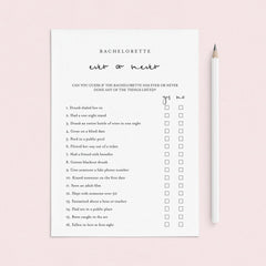 Bachelorette Ever or Never Game Printable by LittleSizzle