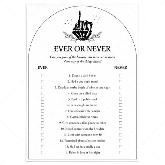 Never Have I Ever Bachelorette Party Game Halloween Theme by LittleSizzle