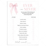 Baby's First Birthday Party Game Ever or Never Printable Pink Bow by LittleSizzle