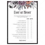 Halloween Bachelorette Party Game Ever or Never Printable by LittleSizzle