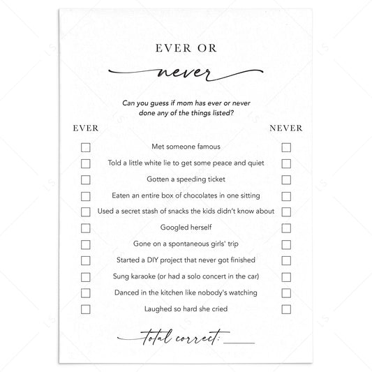 Mother's Day Never Has She Ever Printable Game by LittleSizzle