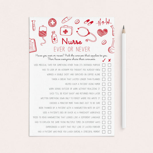 Ever or Never Nurse Game Printable by LittleSizzle
