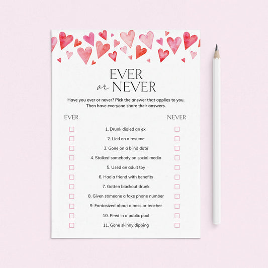 Galentine's Day Ever or Never Printable Game by LittleSizzle