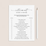 Retirement Party Game Never Have I Ever Printable by LittleSizzle