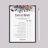 Halloween Bachelorette Party Game Ever or Never Printable by LittleSizzle