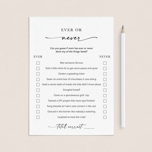 Mother's Day Never Has She Ever Printable Game by LittleSizzle