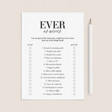 Wedding Anniversary Party Game Ever or Never Printable by LittleSizzle