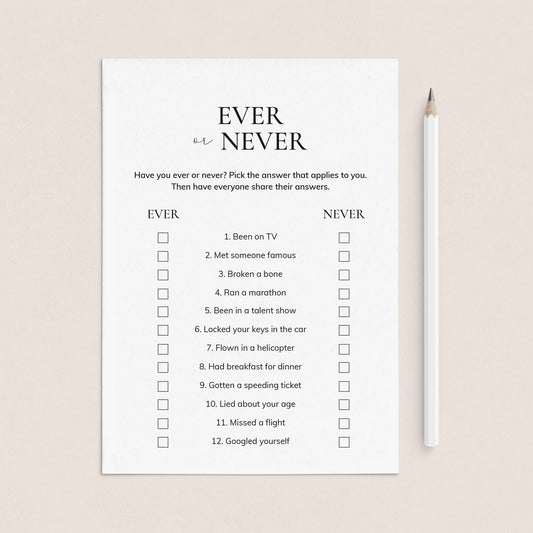 Never Have I Ever Icebreaker Game Printable by LittleSizzle
