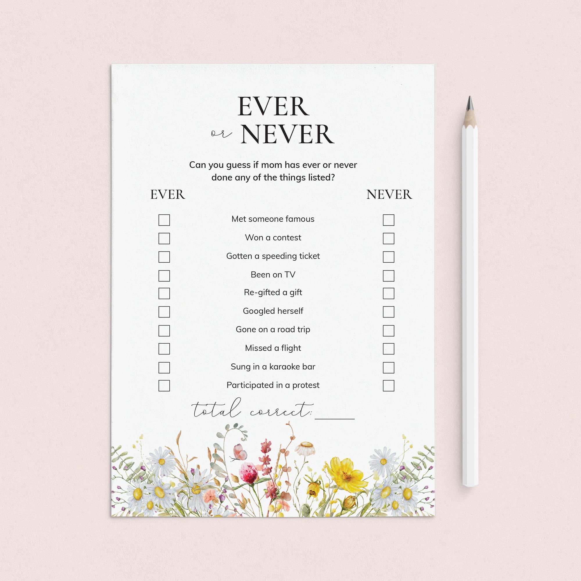 Mother's Day Ever or Never Game Has Mom Ever Printable by LittleSizzle