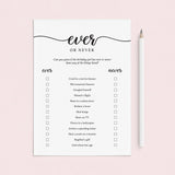Birthday Party Icebreaker Game for Her Ever or Never Printable by LittleSizzle