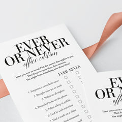 Ever or Never Office Party Icebreaker Game Printable