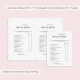 Ever or Never Birthday Game for Her Printable