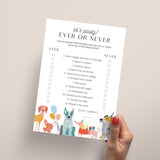 Fun Dog Birthday Party Game Ever or Never Printable