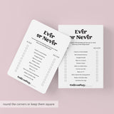 Printable Ever or Never Birthday Party Game for Birthday Girl
