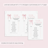Baby's First Birthday Party Game Ever or Never Printable Pink Bow