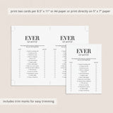 Wedding Anniversary Party Game Ever or Never Printable