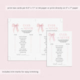 Adult Birthday Party Ever or Never Game with Pink Bow