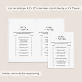 Ever or Never Office Edition | Printable Office Party Game Cards