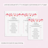Galentine's Day Ever or Never Printable Game