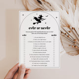 Witches Bachelorette Party Game Ever or Never Printable