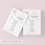 Adult Birthday Party Ever or Never Game with Pink Bow
