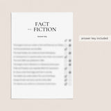 Book Club Game Fact or Fiction with Answers Printable