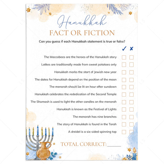 Hanukkah Fact or Fiction Game with Answer Key Printable by LittleSizzle