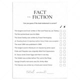 Book Club Game Fact or Fiction with Answers Printable by LittleSizzle