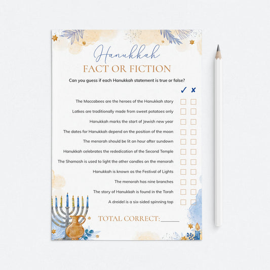 Hanukkah Fact or Fiction Game with Answer Key Printable by LittleSizzle