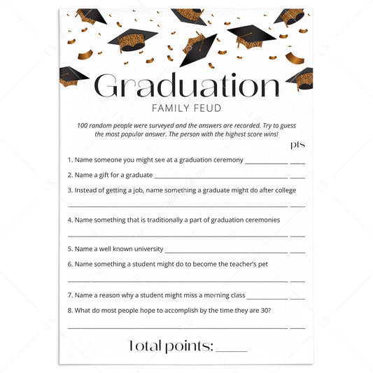 Graduation Family Feud Questions and Answers Printable by LittleSizzle