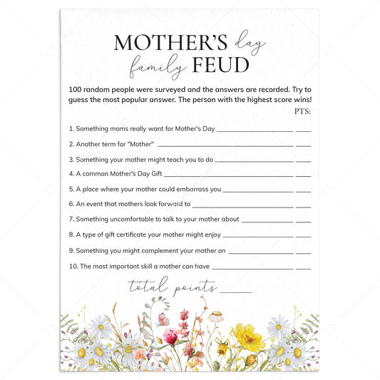Mother's Day Family Feud Questions and Answers Printable by LittleSizzle