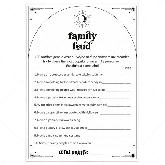 Family Feud Halloween Party Game Printable | Answers Included by LittleSizzle