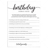 Birthday Family Feud with Answer Key Printable by LittleSizzle
