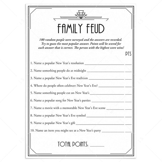 New Year's Eve Party Family Feud Game Great Gatsby Theme by LittleSizzle