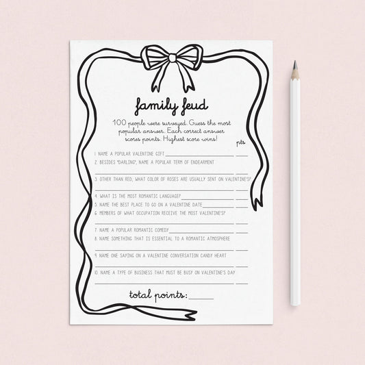 Valentine's Day Feud Questions and Answers PDF Printable by LittleSizzle