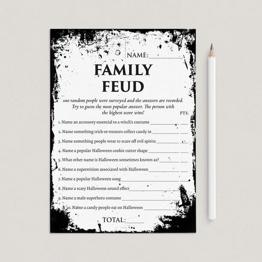 Halloween Family Feud Questions for Adults Printable | With Answers by LittleSizzle