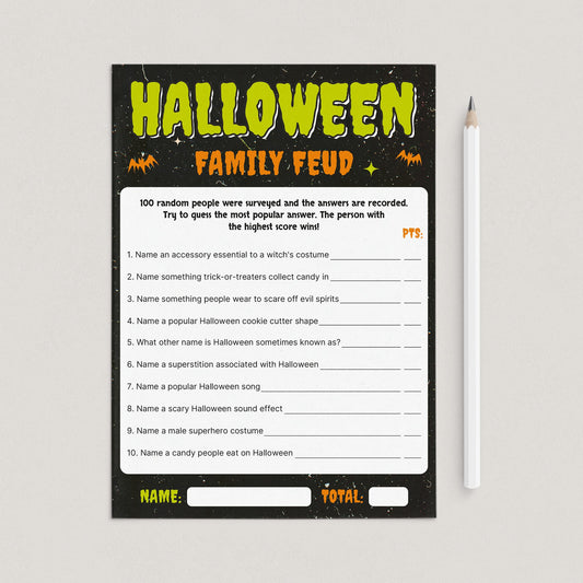 Halloween Feud Printable Questions and Answers by LittleSizzle