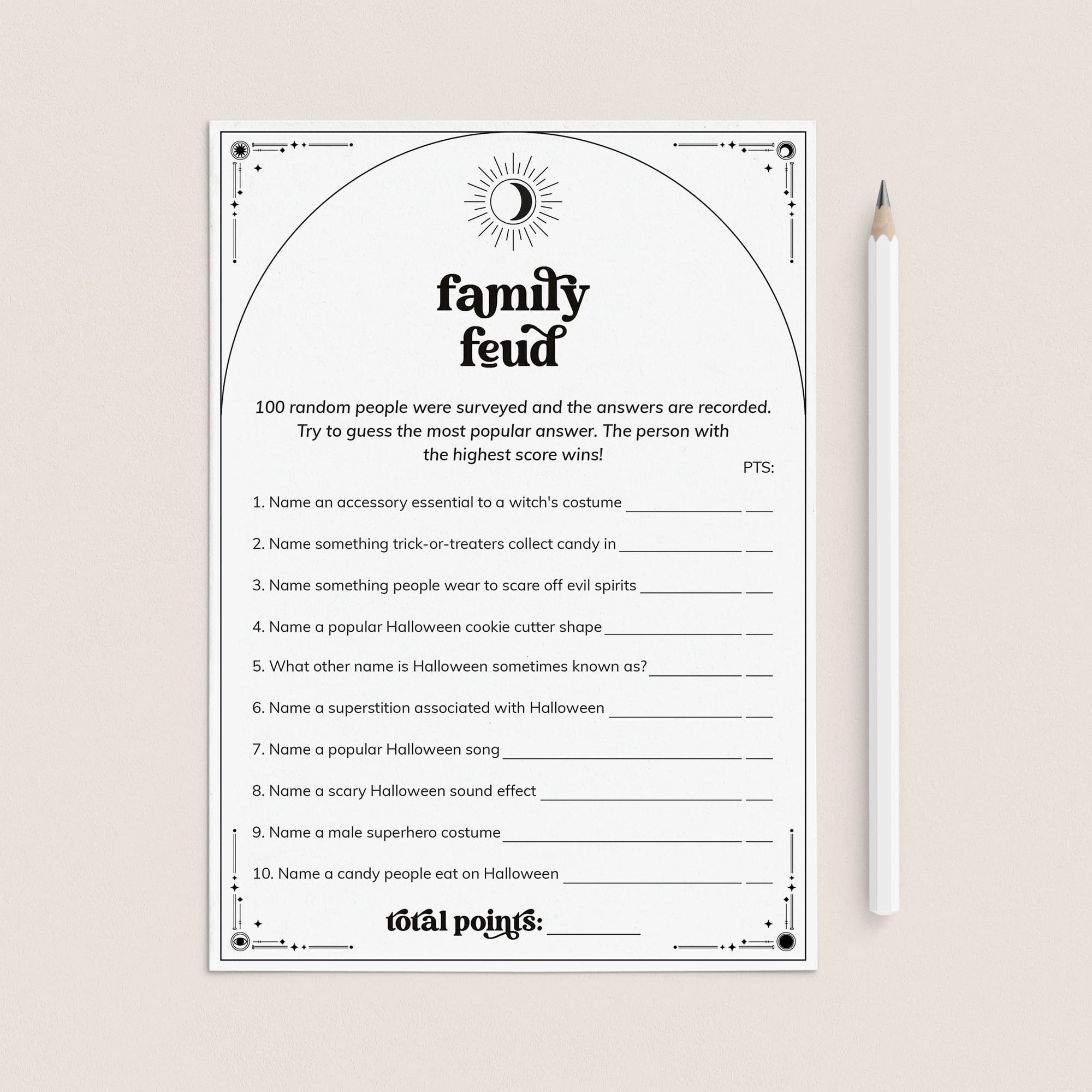 Family Feud Halloween Party Game Printable | Answers Included by LittleSizzle