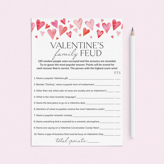 Valentine's Day Game Family Feud with Answers Printable by LittleSizzle