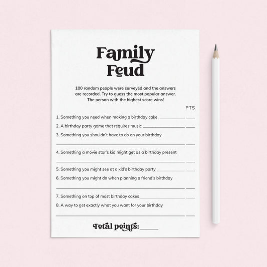 Family Feud Birthday Edition Questions and Answers Digital Download by LittleSizzle