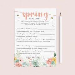 Spring Family Feud Questions and Answers Printable by LittleSizzle