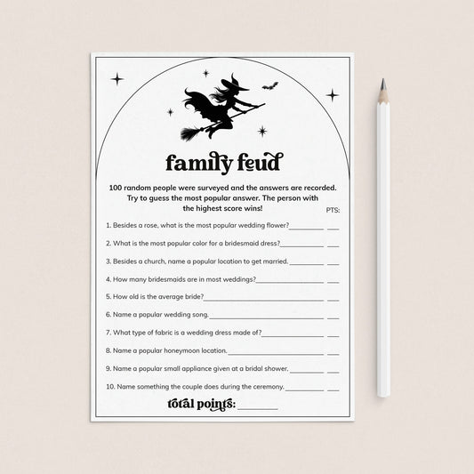 Witchy Bridal Shower Family Feud Questions and Answers Printable by LittleSizzle