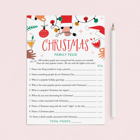 Family Feud Get Lit Christmas Party Game Printable by LittleSizzle