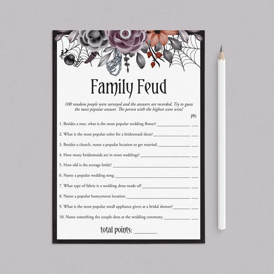 Halloween Theme Bridal Shower Family Feud Questions and Answers Printable by LittleSizzle