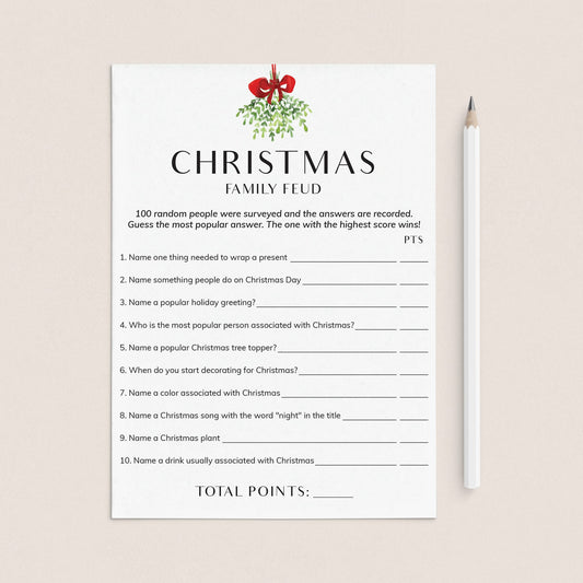 Fun Christmas Family Feud Questions and Answers Printable by LittleSizzle