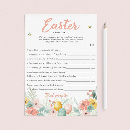 Easter Family Feud Questions and Answers Printable by LittleSizzle
