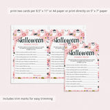 Girly Ghoul Party Game Halloween Family Feud with Answers Printable