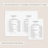 Famous Books Match Up Game with Answers Printable