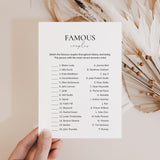 Famous Couples Match Game with Answers Printable