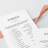 Famous Couples Match Game with Answers Printable